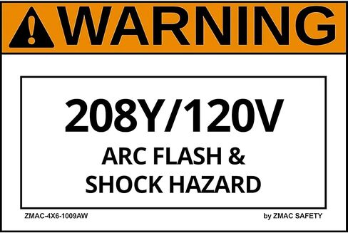 Voltage Rating, 208Y/120V Label Sticker Decal, #1009, Industrial Electrical Safety Labels (ANSI Warning, 4"x6", Pack of 10) in Saudi Arabia