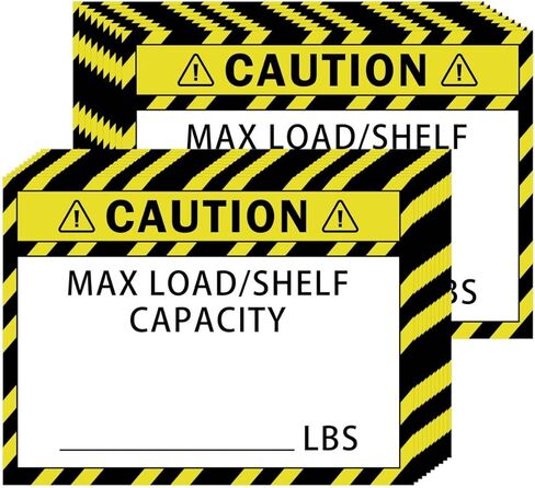 50 Pack Pallet Rack Capacity Labels 3x4-Inch Yellow Caution MAX Load/Shelf LBS Warning Stickers Industrial Strength Sticker for Warehouse Safety in Saudi Arabia