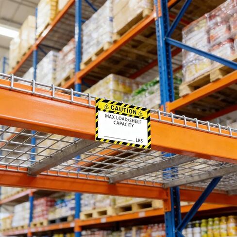 50 Pack Pallet Rack Capacity Labels 3x4-Inch Yellow Caution MAX Load/Shelf LBS Warning Stickers Industrial Strength Sticker for Warehouse Safety in Saudi Arabia
