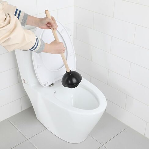 SHENLIU 6 Pack Toilet Plungers for Bathroom, Heavy Duty Rubber Toilet Plunger with Long Wooden Handle Black Double Thrust Suction Cup Clog Remover for Bathroom Toilets in Saudi Arabia