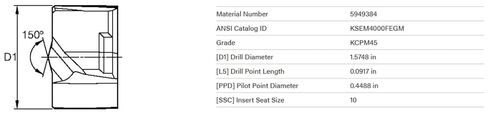 1pc KENNAMETAL KSEM4000FEGM KCPM45 TiAlN Carbide Replaceable Drill TIP Insert - NS0348BL5 in Saudi Arabia