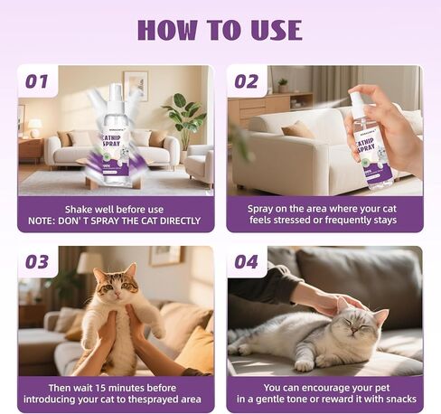 رذاذ النعناع البري للقطط، رذاذ رذاذ النعناع البري الطبيعي 100% للقطط والقطط الصغيرة، يخفف التوتر، ويهدئ، وآمن للحيوانات الأليفة - 2 أونصة سائلة in Kuwait