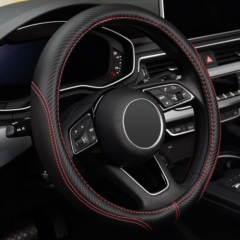 LABBYWAY Car Steering Wheel Cover, Leather, Universal 15 Inch Fit, Anti-Slip & Odor-Free,Brown in Saudi Arabia