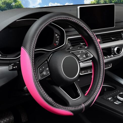 LABBYWAY Car Steering Wheel Cover, Leather, Universal 15 Inch Fit, Anti-Slip & Odor-Free,Brown in Saudi Arabia