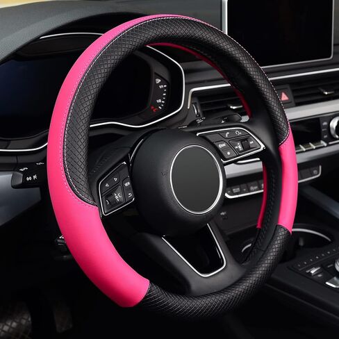 LABBYWAY Car Steering Wheel Cover, Leather, Universal 15 Inch Fit, Anti-Slip & Odor-Free,Brown in Saudi Arabia