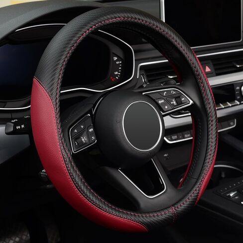 LABBYWAY Car Steering Wheel Cover, Leather, Universal 15 Inch Fit, Anti-Slip & Odor-Free,Brown in Saudi Arabia