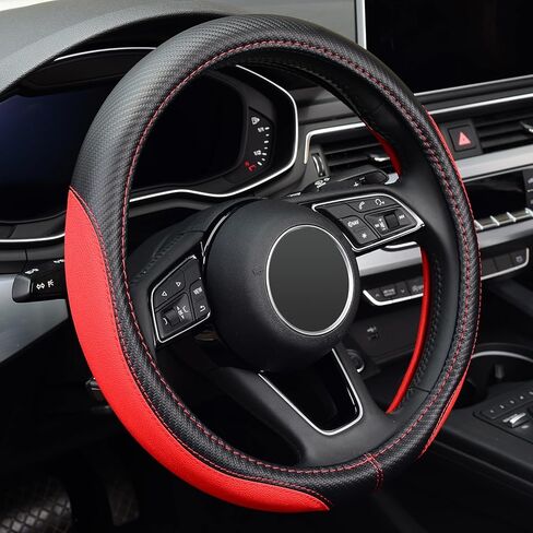 LABBYWAY Car Steering Wheel Cover, Leather, Universal 15 Inch Fit, Anti-Slip & Odor-Free,Brown in Saudi Arabia