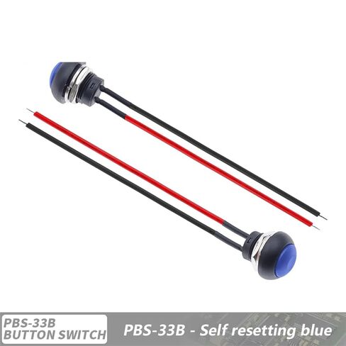1/6pc Push Button Switch, 12mm Momentary On Off Mini Round Switch Waterproof PBS-33B 3A 125V AC with Pre-soldered Wire(Blue,6PCS) in Saudi Arabia