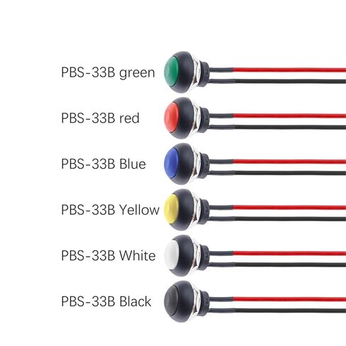 1/6pc Push Button Switch, 12mm Momentary On Off Mini Round Switch Waterproof PBS-33B 3A 125V AC with Pre-soldered Wire(Blue,6PCS) in Saudi Arabia