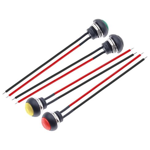 1/6pc Push Button Switch, 12mm Momentary On Off Mini Round Switch Waterproof PBS-33B 3A 125V AC with Pre-soldered Wire(Blue,6PCS) in Saudi Arabia