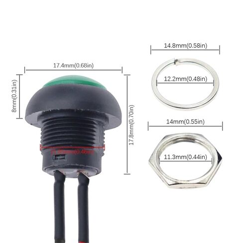 1/6pc Push Button Switch, 12mm Momentary On Off Mini Round Switch Waterproof PBS-33B 3A 125V AC with Pre-soldered Wire(Blue,6PCS) in Saudi Arabia