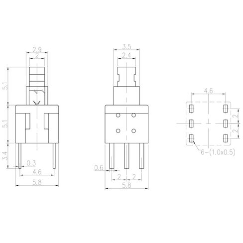 50 قطعة مفتاح زر الضغط ، مفتاح القفل الذاتي اضغط على إيقاف 6Pin حجم 5.8x5.8mm in Kuwait