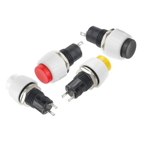 6 قطع مفتاح زر الضغط، DS-450 إعادة ضبط زر صغير مستدير ذاتي القفل 250 فولت 2 أمبير دبوس نحاسي أحمر وأخضر 10 مم (أحمر) in Kuwait