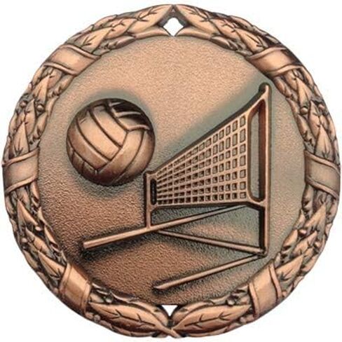 Bronze Volleyball Medals Trophy Champion Participant Award Prize with Neck Ribbons (Pack of 10) in Saudi Arabia