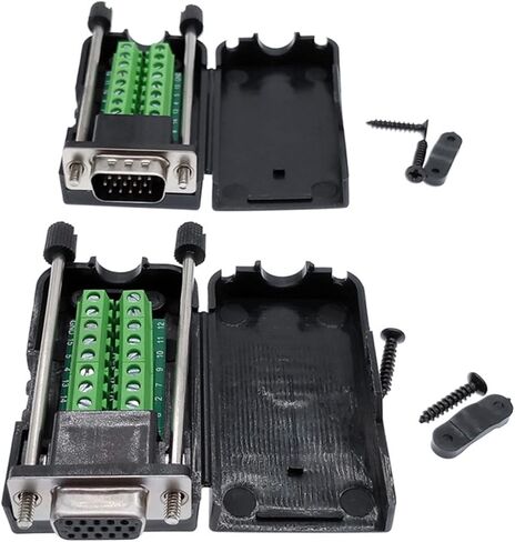 Terminal VGA Solderless Connector Male and Female Docking Display Three Rows D-SUB 15pins with Shell 1Pcs(with nut-02) in Saudi Arabia