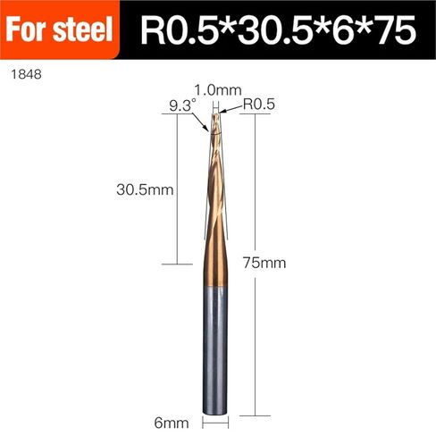Carbide Ball Nose Router Bit Tapered End Mills 2 Flutes HRC55 Milling Cutters Endmill Wood Metal(1848) in Saudi Arabia