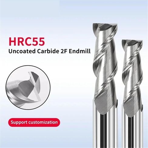 HRC55 Aluminium Milling Cutter Two Flute Tungsten Steel High Gloss Tungsten Carbide Keyway End Mill 2 Flutes*2pcs(3x9x3x50x2T) in Saudi Arabia