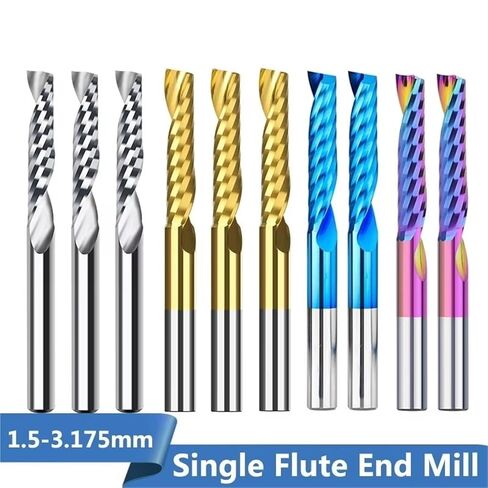 End Mills 10pcs 2x8mm 3.175 Shank Single Flute Spiral Router Bits for Cut Wood/Plastic 1 Flute Milling Cutter(10pcs Ultra Coated,3.175x2x6) in Saudi Arabia