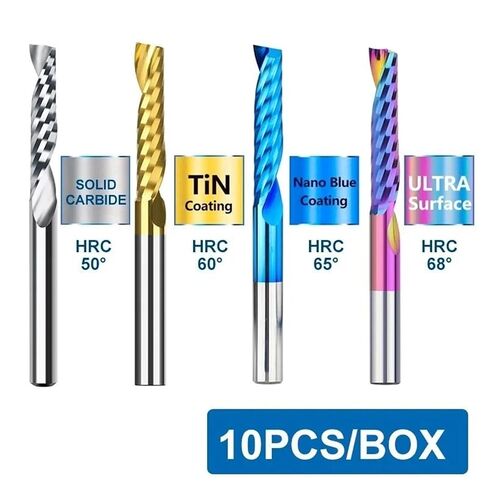 End Mills 10pcs 2x8mm 3.175 Shank Single Flute Spiral Router Bits for Cut Wood/Plastic 1 Flute Milling Cutter(10pcs Ultra Coated,3.175x2x6) in Saudi Arabia