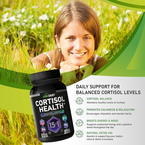 مكمل التخلص من سموم الكورتيزول للنساء والرجال - التحكم في مستوى الكورتيزول المرتفع وانخفاضه - توازن صحة الغدة الكظرية، تنظيف دعم الإجهاد أثناء النوم - مخفض مانع الكورتيزول من أشواغاندا المغنيسيوم إل-ثيانين in Kuwait