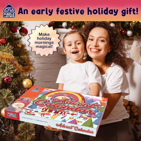 هدايا رائعة من PURPLE LADYBUG لعام 2025 تقويم القدوم للفتيات من سن 6 سنوات فما فوق، مجموعة العد التنازلي لعيد الميلاد لمدة 24 يومًا - تتضمن ألعاب العطلات، والمجوهرات، والململ، والمكياج، والحرف اليدوية اليدوية، وإكسسوارات للمراهقات in Kuwait