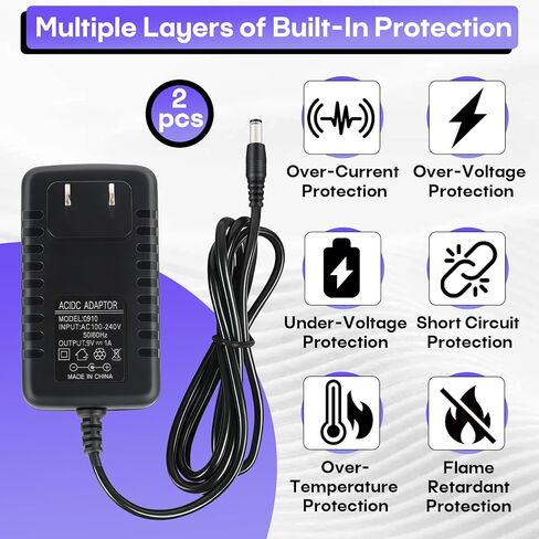 محول طاقة شاحن تيار متردد/تيار مستمر 9 فولت 1 أمبير للوحات المفاتيح الإلكترونية 9 فولت، قابس تيار مستمر إيجابي مركزي 5.5 × 2.1 مم، مصدر طاقة عالمي 100-240 فولت in Kuwait