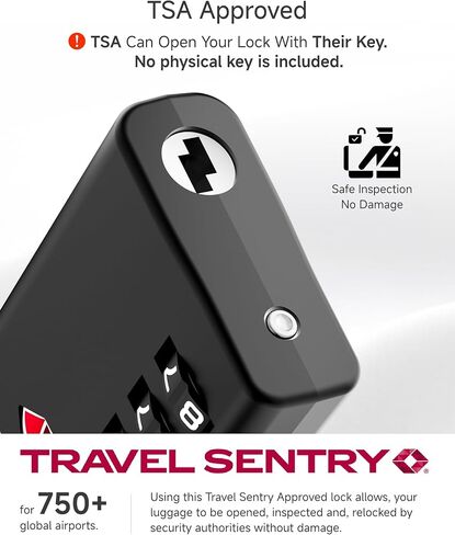 أقفال الأمتعة LUGGEX، أقفال TSA للأمتعة، أقفال الأمتعة معتمدة من TSA، قفل مركب، إعادة ضبط بزر واحد ومقاومة للقطع (أسود، 4 عبوات) in Kuwait
