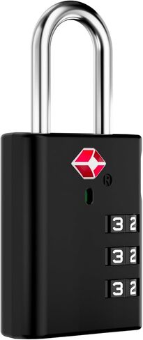 أقفال الأمتعة LUGGEX، أقفال TSA للأمتعة، أقفال الأمتعة معتمدة من TSA، قفل مركب، إعادة ضبط بزر واحد ومقاومة للقطع (أسود، 4 عبوات) in Kuwait