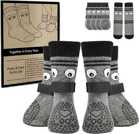 Non-Slip Dog Socks & Owner Sock Set- Extra-Grip, Paw Protection for Senior & Active Dogs in Saudi Arabia
