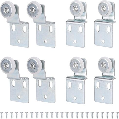 مجموعة بكرات باب خزانة منزلقة مكونة من 4 أزواج - أجهزة استبدال الباب العلوي المعلق مع عجلات محدبة مقاس 3/4 بوصة، ومحمل كروي، وفولاذ مختوم، ودعامات إزاحة 3/8 بوصة و1/2 بوصة in Kuwait