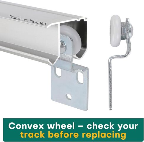 مجموعة بكرات باب خزانة منزلقة مكونة من 4 أزواج - أجهزة استبدال الباب العلوي المعلق مع عجلات محدبة مقاس 3/4 بوصة، ومحمل كروي، وفولاذ مختوم، ودعامات إزاحة 3/8 بوصة و1/2 بوصة in Kuwait