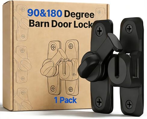 Barn Door Lock and Latche: Black 90/180 Degree Latch, Sliding Barn Door Locks, Small Sliding Gate Latch, Zinc-Alloy Bifold Door Latch for Cabinets, Bathroom, Window, Outdoor, Child Proof (2 Pack) in Saudi Arabia