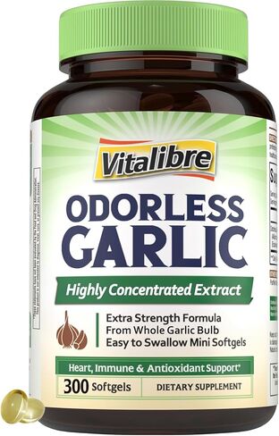 Odorless Garlic, 3,000mg Equivalent Per Serving, Extra Strength 100:1 Extract, Non-GMO, No Gluten, Heart & Immunity, Antioxidant Defense, 180 Softgels in Kuwait