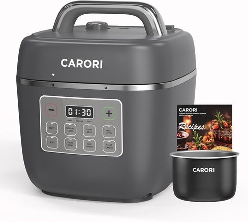 طنجرة ضغط كهربائية 6 كوارت، 9 وظائف قابلة للبرمجة، وعاء فوري مع شاشة لمس IMD، طهي الأرز، طهي بطيء، بخار، مقلي، دافئ، 16+ ميزات أمان، 1000 واط فضي in Kuwait