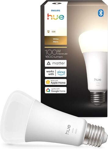 Philips Hue Smart LED A21 Bulb, Warm White Light 2700K, E26 Base, 13.5W, 1600 Lumens, Dimmable, Works with Alexa, Google Assistant, and Apple Home, 1pk in Kuwait