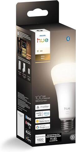 Philips Hue Smart LED A21 Bulb, Warm White Light 2700K, E26 Base, 13.5W, 1600 Lumens, Dimmable, Works with Alexa, Google Assistant, and Apple Home, 1pk in Kuwait