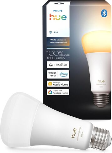 Philips Hue Smart LED A21 Bulb, Warm White Light 2700K, E26 Base, 13.5W, 1600 Lumens, Dimmable, Works with Alexa, Google Assistant, and Apple Home, 1pk in Kuwait
