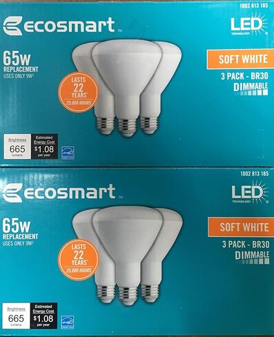 EcoSmart 65W Equivalent Soft White BR30 Dimmable LED Light Bulb (6-Pack) in Saudi Arabia
