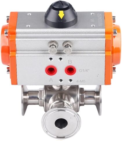 19mm 3 طريقة 304 الفولاذ المقاوم للصدأ ثلاثي المشبك الطويق نوع صمام الكرة الهوائية مع اسطوانة مزدوجة التمثيل in Kuwait