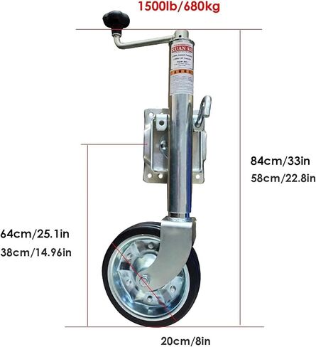 Swivel Boat Trailer Jack - Heavy Jockey Wheel Trailer, Support Load 680Kg, 10.2In Lift, 8In Steel Rim Wheel, Lift Trailer Automatic Guide Wheel, Caravan Traile,1500lbs/680kg in Saudi Arabia