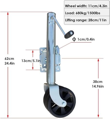Heavy Duty Marine Swivel Trailer Jack - Trailer Jack Wheel, Swivel Boat Trailer Jack Stand 1500 Lbs, 8 Inch Dual Solid Rubber Trailer Jack Wheel,11 Inch Lift,8in wheel/1500lb in Saudi Arabia