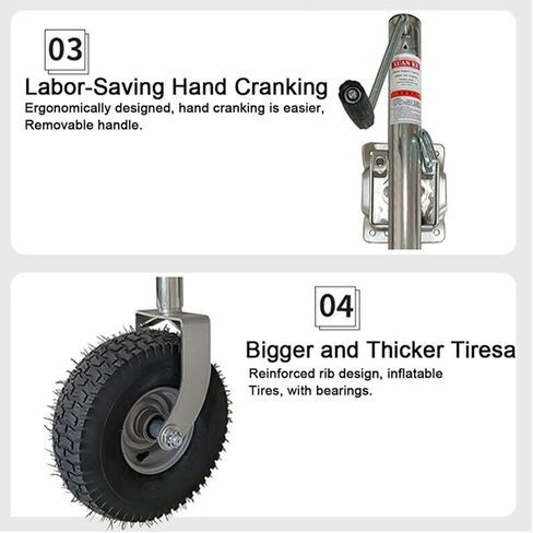 Beach Wheel Trailer Jack - Beach Trailer Wheels, 34 Cm Trailer Support Wheel, Lift Swivel Trailer Jack, 900Kg, Heavy-Duty Bolt-On Swivel Jack, 29Cm Vertical Lo in Saudi Arabia