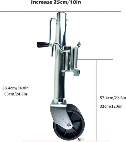 Trailer Jack - Swivel Boat Trailer Jack, Heavy-Duty Bolt-On Swivel Jack, with 6In Double Wheels, Folding Guide Wheel Bracket, 1500 Lb Capacity, 10In Lift, for in Saudi Arabia