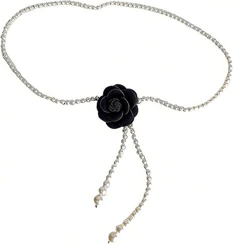 Flower Pearl Waist Chain Vintage Camellia Waist Chain Cute Pearl Dress Pendant Adjustable Flower Belt for Wedding Bridal Dress Belt for Women in Saudi Arabia