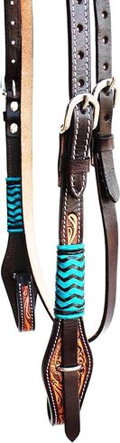 CHALLENGER Horse Western Tooled Leather Rawhide Browband Knot Headstall Bridle 78FK23HB in Saudi Arabia