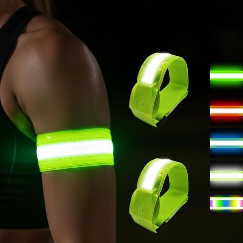 Upgraded Light Up LED Armband 2-Pack, Rechargeable & Adjustable Running Lights for Runners, High Visibility Safety Gear, Walking Lights for Night Walking, Cycling, Jogging for Men Women & Kids in Saudi Arabia