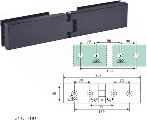 مفصل باب زجاجي طويل أسود لتزيين الأجهزة الحمام مشبك كبير قطعة واحدة in Kuwait