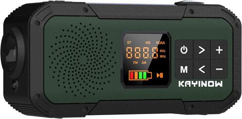 راديو بلوتوث محمول للطوارئ مع AM FM NOAA، IPX5 مقاوم للماء، بنك طاقة قابل لإعادة الشحن، USB-C شحن بالطاقة الشمسية، مصباح يدوي، إنذار SOS للتخييم وانقطاع التيار الكهربائي in Kuwait