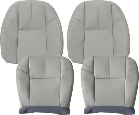 FZJDSD Gray Driver & Passenger Side Bottom and Top Lean Back Leather Seat Covers Compatible with Chevy Silverado Tahoe Avalanche Suburban GMC Sierra Yukon 2007 2008 2009 2010 2011 2012 2013 2014 in Saudi Arabia