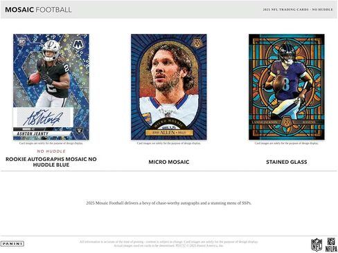 صندوق بطاقة تداول Panini Mosaic Football No Huddle لعام 2025 (توقيع واحد لكل صندوق) in Saudi Arabia